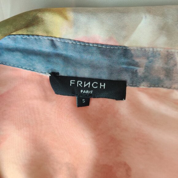 FRNCH Paris Abigail Maxi Shirt Dress in Silky Watercolor Tie Dye Print Small EUC - Picture 8 of 9